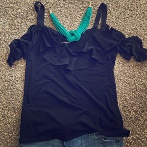 NWT Express Cold shoulder ruffle top, M